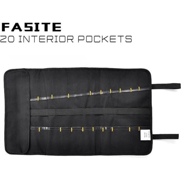 Tool Roll Organizer - 35 Pockets Roll Up Bag Wrench/Pliers Pouch for Craftwork - Picture 3 of 7